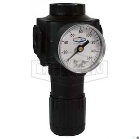 Dixon Norgren by Excelon 1 Series Relieving Standard Regulator with GC230 Gauge, 1/2 in PTF, 220 SCFM Flow R74G-4RG